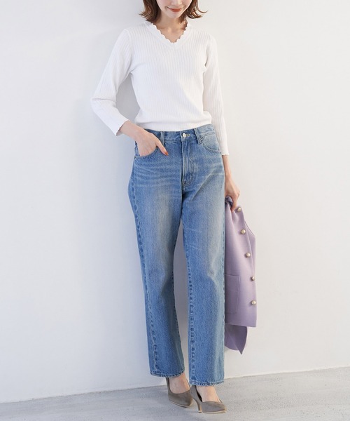 ROPE' PICNIC(ロペピクニック)の「オーガニックスイスコットン7分袖ニットプルオーバー(ニット/セーター・レディース・オフホワイト/ブルー系その他4/ネイビー/ピンク・38)」の19枚目の写真