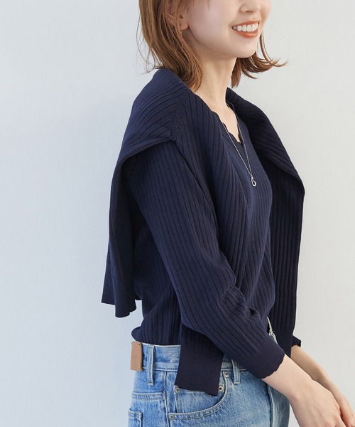 ROPE' PICNIC(ロペピクニック)の「オーガニックスイスコットン7分袖ニットプルオーバー(ニット/セーター・レディース・オフホワイト/ブルー系その他4/ネイビー/ピンク・38)」の20枚目の写真