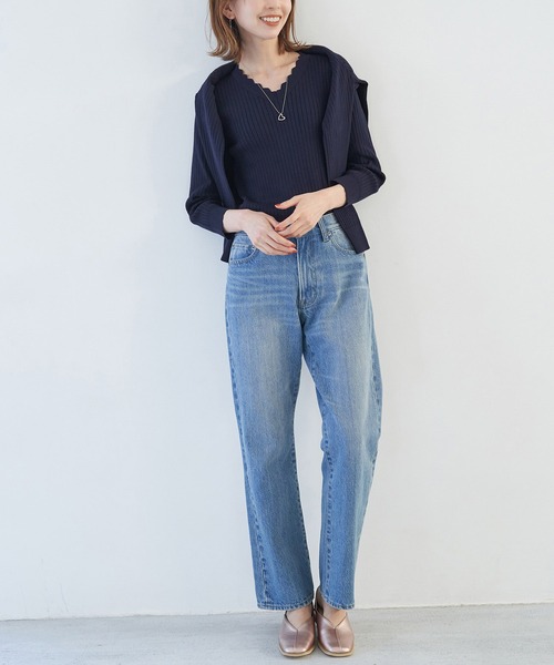 ROPE' PICNIC(ロペピクニック)の「オーガニックスイスコットン7分袖ニットプルオーバー(ニット/セーター・レディース・オフホワイト/ブルー系その他4/ネイビー/ピンク・38)」の21枚目の写真