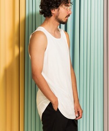 mta491-Hem Round Long Length Tank top (MADE IN JAPAN) タンクトップ
