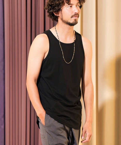 ANGENEHM(アンゲネーム)の「mta491-Hem Round Long Length Tank top (MADE IN JAPAN) タンクトップ(タンクトップ・メンズ・ブラック/ホワイト/グレー・M/L)」の3枚目の写真
