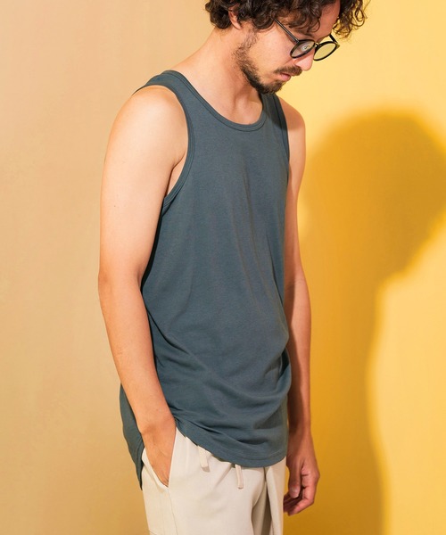 ANGENEHM(アンゲネーム)の「mta491-Hem Round Long Length Tank top (MADE IN JAPAN) タンクトップ(タンクトップ・メンズ・ブラック/ホワイト/グレー・M/L)」の5枚目の写真