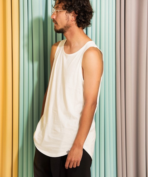 ANGENEHM(アンゲネーム)の「mta491-Hem Round Long Length Tank top (MADE IN JAPAN) タンクトップ(タンクトップ・メンズ・ブラック/ホワイト/グレー・M/L)」の12枚目の写真