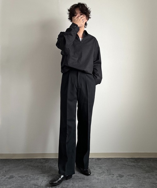 y/m by れぽすけ(イムバイレポスケ)の「ワンタックスラックス(スラックス・メンズ・ブラック/ベージュ・XS/S/M/L/XL)」の3枚目の写真