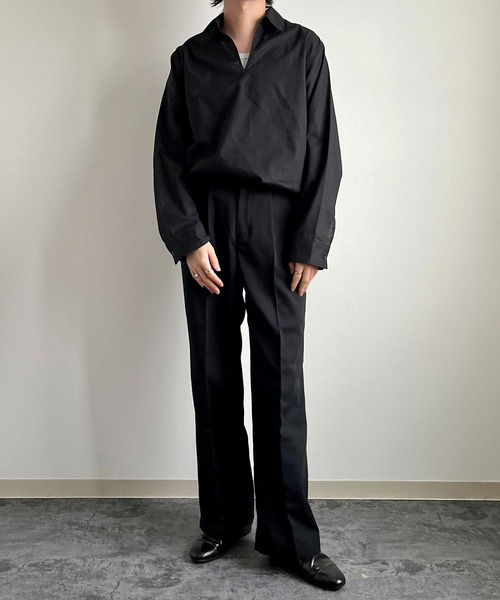 y/m by れぽすけ(イムバイレポスケ)の「ワンタックスラックス(スラックス・メンズ・ブラック/ベージュ・XS/S/M/L/XL)」の6枚目の写真