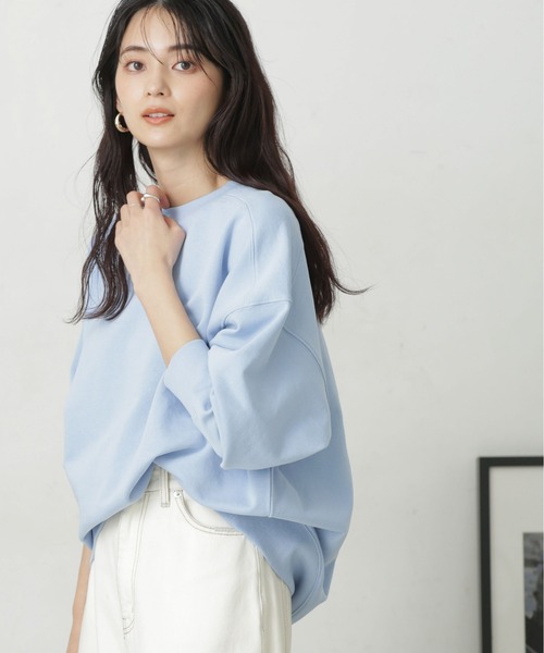 NANO universe（ナノユニバース）の「LB.04/コットン裏毛オーバーサイズスウェットトップス（スウェット・レディース・ホワイト/ピンク/ブルー・FREE）」の7枚目の写真