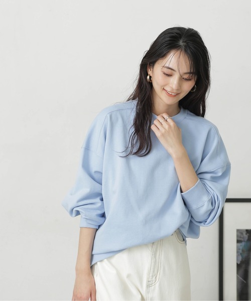 NANO universe（ナノユニバース）の「LB.04/コットン裏毛オーバーサイズスウェットトップス（スウェット・レディース・ホワイト/ピンク/ブルー・FREE）」の13枚目の写真