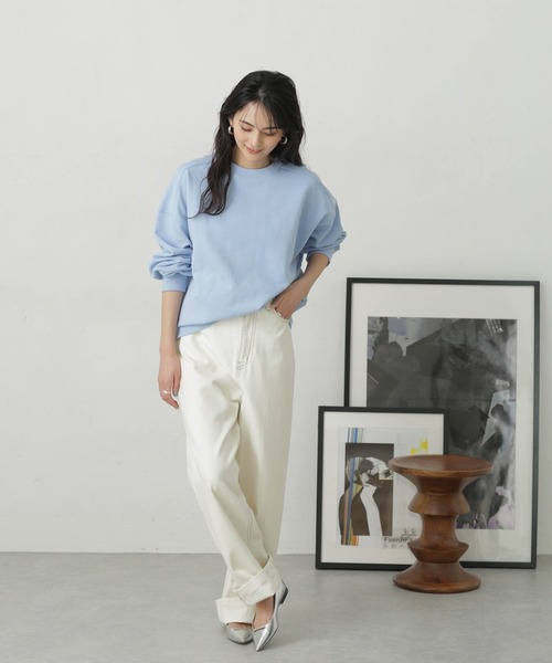 NANO universe（ナノユニバース）の「LB.04/コットン裏毛オーバーサイズスウェットトップス（スウェット・レディース・ホワイト/ピンク/ブルー・FREE）」の5枚目の写真