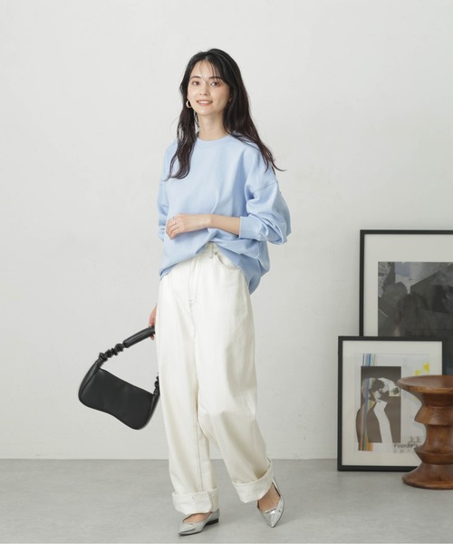 NANO universe（ナノユニバース）の「LB.04/コットン裏毛オーバーサイズスウェットトップス（スウェット・レディース・ホワイト/ピンク/ブルー・FREE）」の20枚目の写真