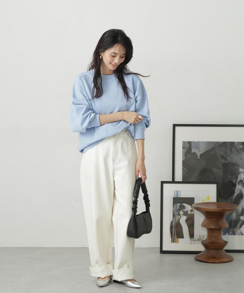 NANO universe（ナノユニバース）の「LB.04/コットン裏毛オーバーサイズスウェットトップス（スウェット・レディース・ホワイト/ピンク/ブルー・FREE）」の17枚目の写真