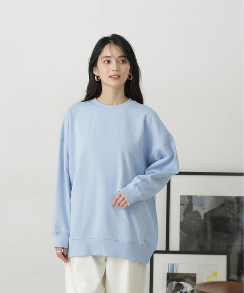 NANO universe（ナノユニバース）の「LB.04/コットン裏毛オーバーサイズスウェットトップス（スウェット・レディース・ホワイト/ピンク/ブルー・FREE）」の11枚目の写真
