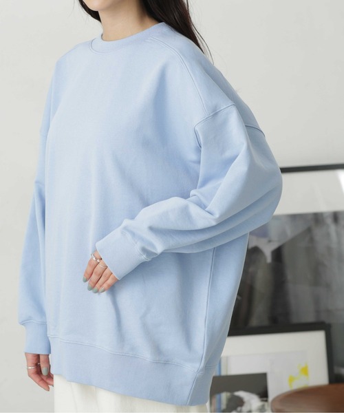 NANO universe（ナノユニバース）の「LB.04/コットン裏毛オーバーサイズスウェットトップス（スウェット・レディース・ホワイト/ピンク/ブルー・FREE）」の14枚目の写真