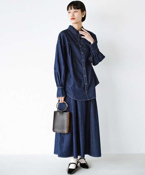 プライド　インディゴブルーのスカート TUCK SKIRT / INDIGO×BLUE | BLUE SAKURA JEANS 公式サイト