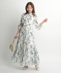 ぼかしフラワープリントワンピース