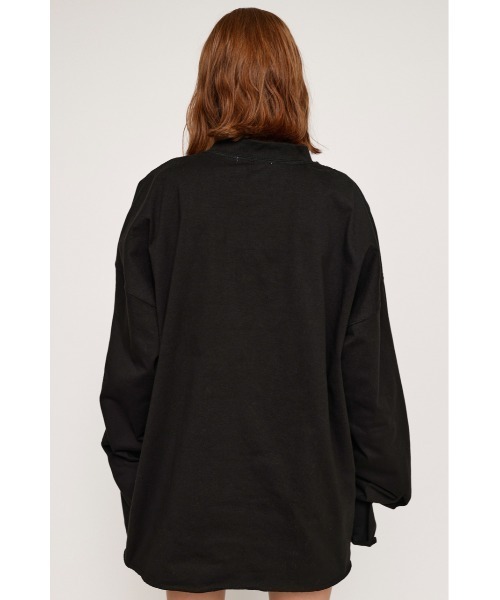 SLY（スライ）の「BIG PK C/N OVER L/S TOPS ビッグサイズ オーバーサイズ パーカー クルーネック オーバートップス（Tシャツ/カットソー・レディース・マルチ/ブラック・FREE）」の10枚目の写真