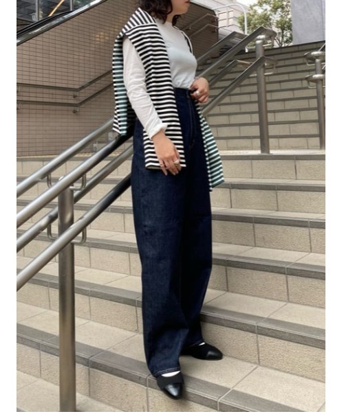 SLY（スライ）の「BIG PK C/N OVER L/S TOPS ビッグサイズ オーバーサイズ パーカー クルーネック オーバートップス（Tシャツ/カットソー・レディース・マルチ/ブラック・FREE）」の19枚目の写真