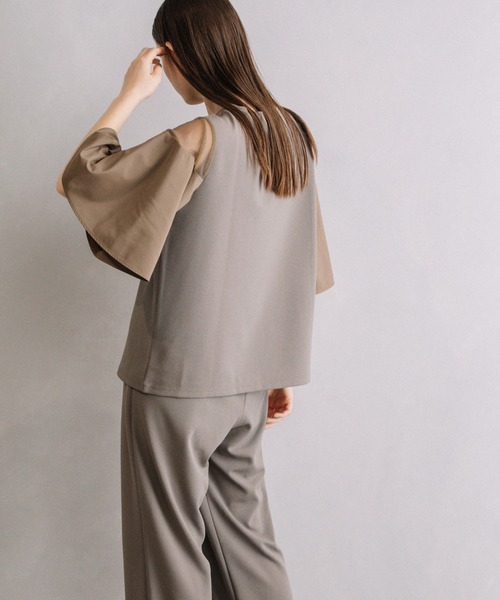 MARECHAL TERRE(マルシャルテル)の「フレアースリーブトップス(Tシャツ/カットソー・レディース・ライトグリーン/ライトグレー/モカ/ブラック・MEDIUM)」の10枚目の写真