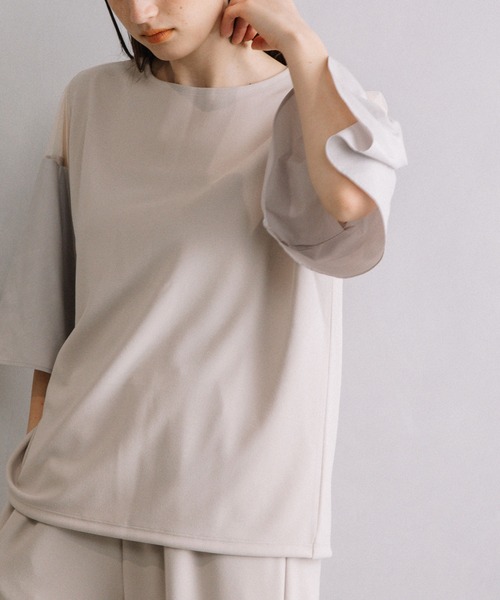 MARECHAL TERRE(マルシャルテル)の「フレアースリーブトップス(Tシャツ/カットソー・レディース・ライトグリーン/ライトグレー/モカ/ブラック・MEDIUM)」の18枚目の写真