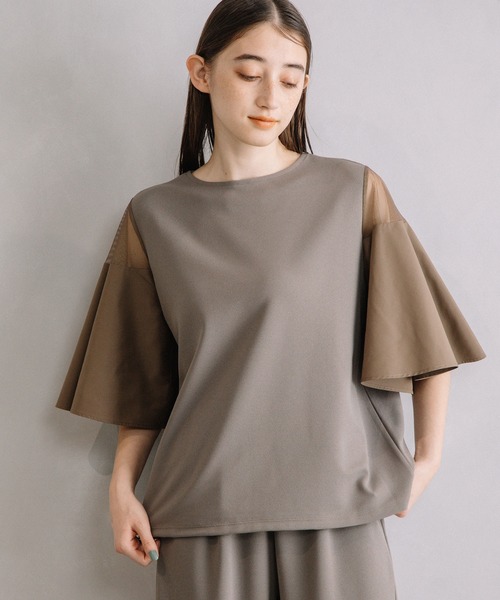 MARECHAL TERRE(マルシャルテル)の「フレアースリーブトップス(Tシャツ/カットソー・レディース・ライトグリーン/ライトグレー/モカ/ブラック・MEDIUM)」の9枚目の写真