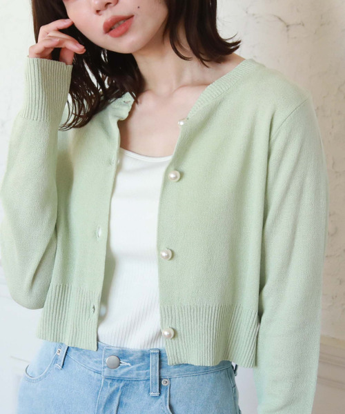 archives（アルシーヴ）の「パール釦カーディガン（カーディガン/ボレロ・レディース・オフホワイト/ブラック/ミント/ラベンダー・MEDIUM）」の9枚目の写真