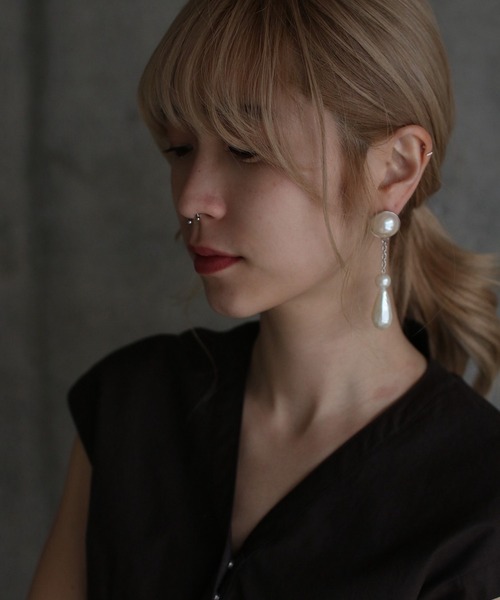 G.V.G.V.（ジーヴィージーヴィー）の「PEARL CHAIN PIERCE（ピアス（両耳用）・レディース・シルバー・ONE SIZE）」の10枚目の写真