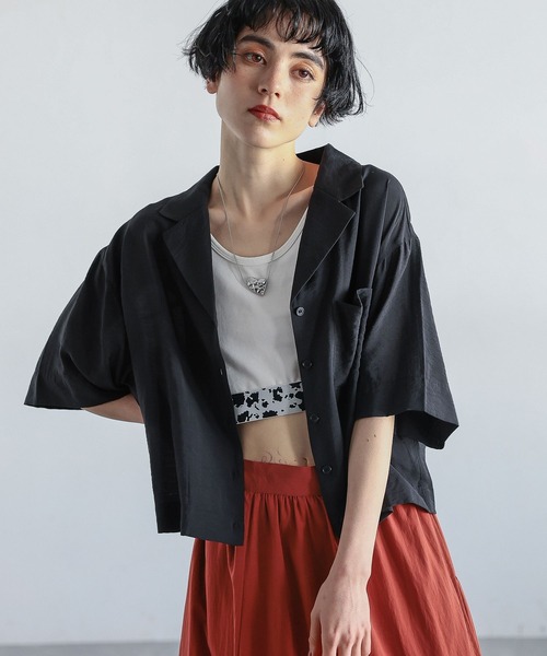 PAGEBOY（ページボーイ）の「ショートオープンカラーシャツ（シャツ/ブラウス・レディース・ブルー/ブラック/ホワイト系その他/オートミール・FREE）」の9枚目の写真