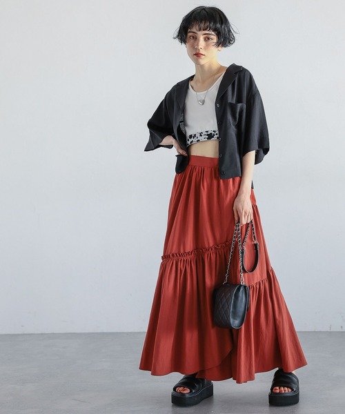 PAGEBOY（ページボーイ）の「ショートオープンカラーシャツ（シャツ/ブラウス・レディース・ブルー/ブラック/ホワイト系その他/オートミール・FREE）」の10枚目の写真