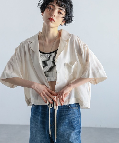 PAGEBOY（ページボーイ）の「ショートオープンカラーシャツ（シャツ/ブラウス・レディース・ブルー/ブラック/ホワイト系その他/オートミール・FREE）」の13枚目の写真