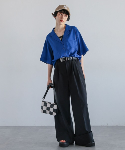 PAGEBOY（ページボーイ）の「ショートオープンカラーシャツ（シャツ/ブラウス・レディース・ブルー/ブラック/ホワイト系その他/オートミール・FREE）」の18枚目の写真