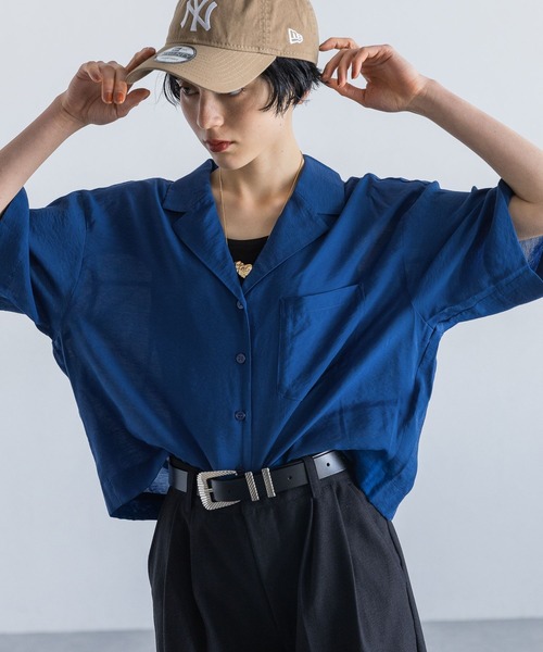 PAGEBOY（ページボーイ）の「ショートオープンカラーシャツ（シャツ/ブラウス・レディース・ブルー/ブラック/ホワイト系その他/オートミール・FREE）」の5枚目の写真