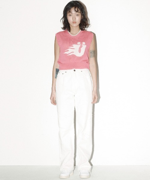 ISTKUNST（イストクンスト）の「A'GEM/9 × .kom『ISTKUNST/イストクンスト』FIRE U LOGO MESH VEST/ファイア U ロゴ メッシュ ベスト（ベスト・レディース・ブルー/ピンク・S/M）」の13枚目の写真