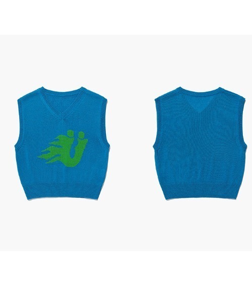 ISTKUNST（イストクンスト）の「A'GEM/9 × .kom『ISTKUNST/イストクンスト』FIRE U LOGO MESH VEST/ファイア U ロゴ メッシュ ベスト（ベスト・レディース・ブルー/ピンク・S/M）」の8枚目の写真