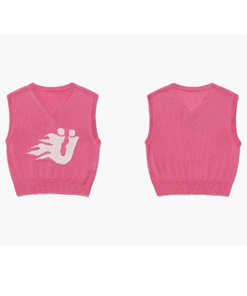 ISTKUNST（イストクンスト）の「A'GEM/9 × .kom『ISTKUNST/イストクンスト』FIRE U LOGO MESH VEST/ファイア U ロゴ メッシュ ベスト（ベスト・レディース・ブルー/ピンク・S/M）」の7枚目の写真
