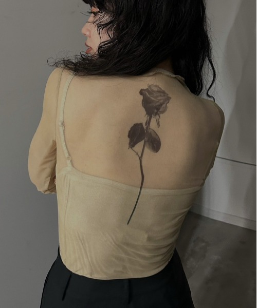 AMERI MEDI FLOWER TATTOO SHEER TOP | www.carmenundmelanie.at