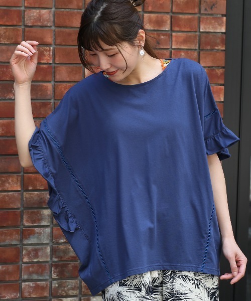 チチカカ（チチカカ）の「袖口フリルポンチョ（その他トップス・レディース・ベージュ/ネイビー/ブラウン・FREE）」の3枚目の写真