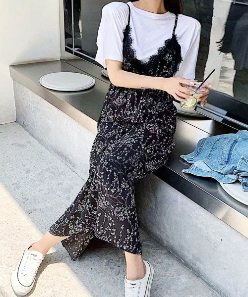 【韓国発】花柄レースワンピース 送料無料 韓国 服 レディース ワンピース 花柄 ミニ レース ミニ