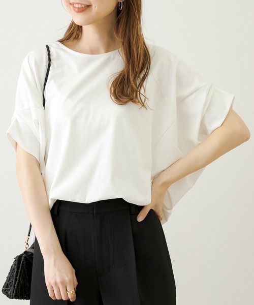 URBAN RESEARCH Sonny Label（アーバンリサーチサニーレーベル）の「『吸水速乾/UVカット』クールタッチドルマンプルオーバー（Tシャツ/カットソー・レディース・ブラック/オフホワイト/ライトグレー・FREE）」の5枚目の写真