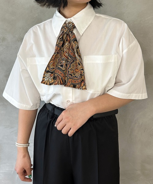 kutir(クティール)の「スカーフ付きシャツ(シャツ/ブラウス・レディース・ブラウン/グリーン/ネイビー・FREE)」の9枚目の写真