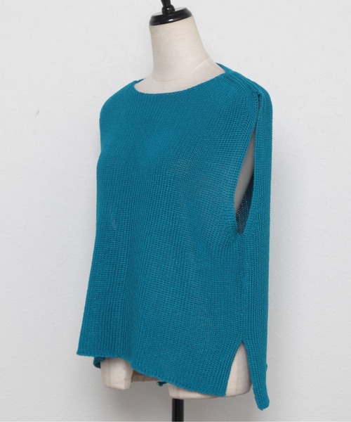 each（イーチ）の「メッシュ フレンチスリーブニット（ベスト・レディース・ブラック/ホワイト/ブルー・M-L）」の12枚目の写真