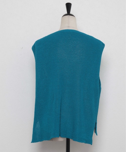 each（イーチ）の「メッシュ フレンチスリーブニット（ベスト・レディース・ブラック/ホワイト/ブルー・M-L）」の14枚目の写真