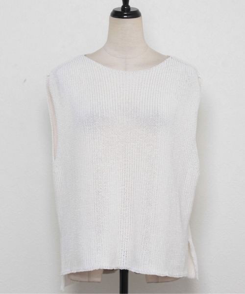 each（イーチ）の「メッシュ フレンチスリーブニット（ベスト・レディース・ブラック/ホワイト/ブルー・M-L）」の19枚目の写真