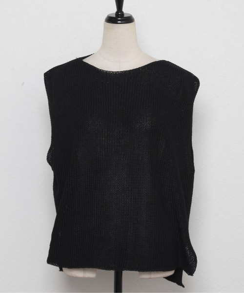 each（イーチ）の「メッシュ フレンチスリーブニット（ベスト・レディース・ブラック/ホワイト/ブルー・M-L）」の20枚目の写真