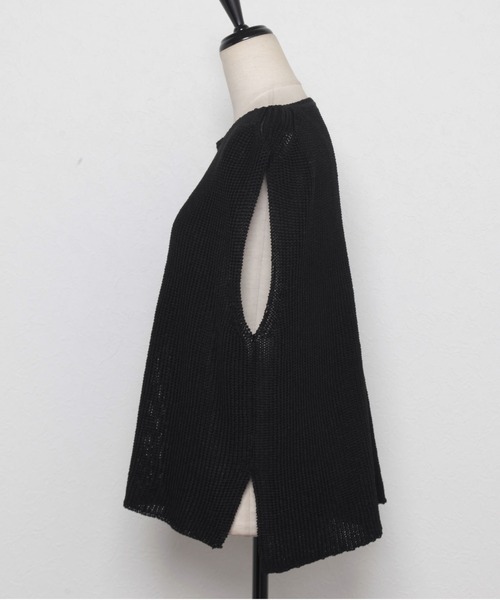 each（イーチ）の「メッシュ フレンチスリーブニット（ベスト・レディース・ブラック/ホワイト/ブルー・M-L）」の21枚目の写真