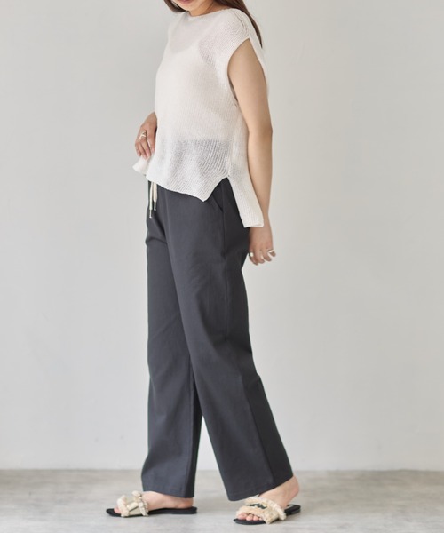 each（イーチ）の「メッシュ フレンチスリーブニット（ベスト・レディース・ブラック/ホワイト/ブルー・M-L）」の8枚目の写真