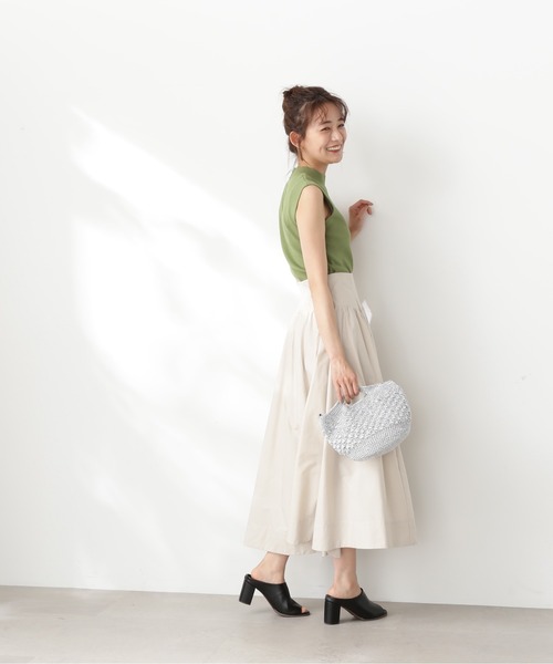 N.（N. Natural Beauty Basic）（エヌエヌナチュラルビューティーベーシック）の「◆アーチ切替ポプリンスカート（スカート・レディース・ブラック/クリーム/ワイン・MEDIUM）」の17枚目の写真