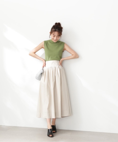 N.（N. Natural Beauty Basic）（エヌエヌナチュラルビューティーベーシック）の「◆アーチ切替ポプリンスカート（スカート・レディース・ブラック/クリーム/ワイン・MEDIUM）」の4枚目の写真