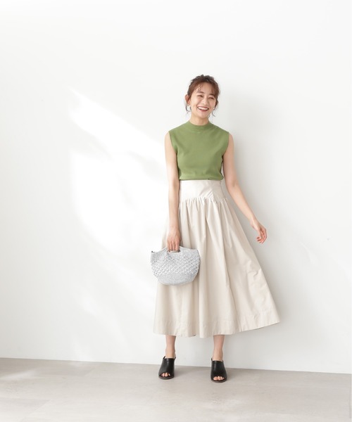 N.（N. Natural Beauty Basic）（エヌエヌナチュラルビューティーベーシック）の「◆アーチ切替ポプリンスカート（スカート・レディース・ブラック/クリーム/ワイン・MEDIUM）」の13枚目の写真