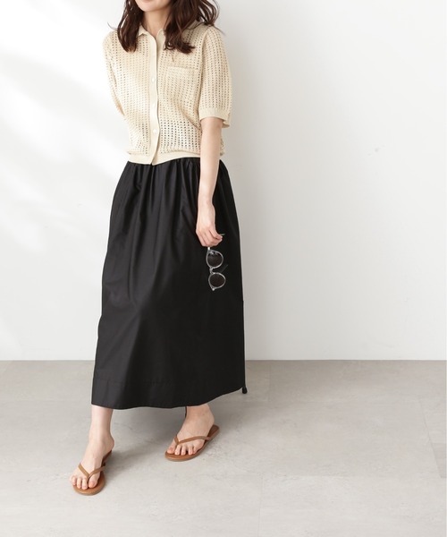 N.（N. Natural Beauty Basic）（エヌエヌナチュラルビューティーベーシック）の「◆アーチ切替ポプリンスカート（スカート・レディース・ブラック/クリーム/ワイン・MEDIUM）」の22枚目の写真