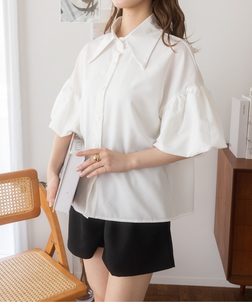 Ada.(エイダ)の「ビッグカラーバルーンスリーブシャツブラウス(シャツ/ブラウス・レディース・ブラック/ホワイト/ライトブルー・FREE)」の8枚目の写真