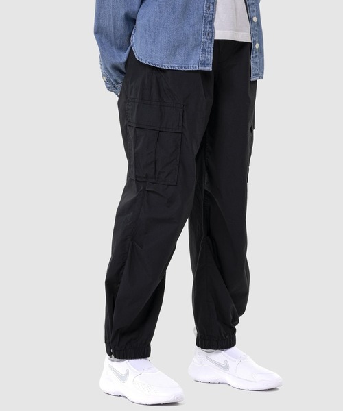 ブラック カーゴパンツ ゴムウエスト（ゴンザレス） ワンフォークロージング 1111clothing ワイドカーゴパンツ